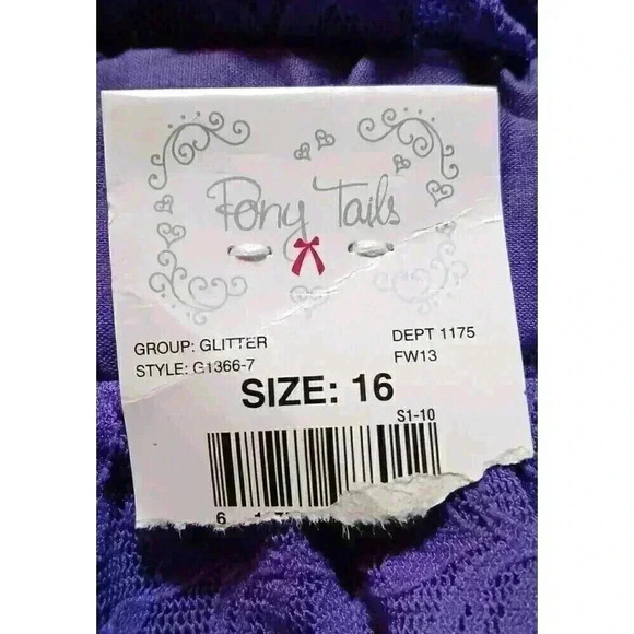 Pony Tails Girls Purple Skirt Floral Textured Lace Size 16 - Picture 9 of 11